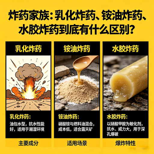 工农炸药家族：乳化炸药、铵油炸药、水胶炸药到底有什么区别？